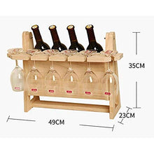Portabottiglie per Vino in Legno Portabottiglie per Vino da appoggio Portabottiglie per Vino da appoggio - Decorazione Domestica, può Contenere 4 Bottiglie di Vino e 6 Bicchieri da Vino-B