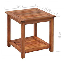 Wakects Comodino con ripiano in legno di acacia massiccio, 45 x 45 x 45 cm