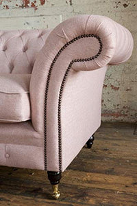 JVmoebel Chesterfield, divano a 3 posti, in pelle, colore rosa