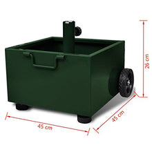 vidaXL Base Ombrellone Fioriera Metallo Verde con Ruote Parasole Portafiori