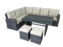La Palma Set di mobili da giardino, salottino lounge con divano ad angolo, colore grigio, in rattan sintetico