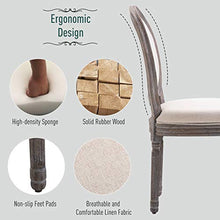 homcom Set 2 Sedie per Soggiorno o Sala da Pranzo Stile Classico rétro in Legno e Lino con Schienale Medaglione Bianco Avorio