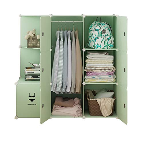 Locker 7-Portello dell'Armadio Guardaroba di Plastica 4-Gitter Angolo Scaffali Abbigliamento Home Camera Verde 111X47X111CM MUMUJIN