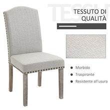 homcom Set 2 Sedie Imbottite Classiche da Salotto e Soggiorno, Rivestimento in Poliestere e Gambe in Legno, Grigio Chiaro, 51x64x99.5cm