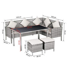 Outsunny Set 5 Pezzi Salotto da Esterno con 2 Divani 1 Tavolino 2 Sgabelli, Mobili da Giardino in Rattan Grigio