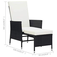 Festnight 3 pz Set Divani da Giardino con Cuscini, Tavolo e Sedie da Giardino, Salotto da Giardino, Schienale Anche Pieghevole, in Polyrattan Nero