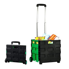 LIUJIE Carrello Utility con Carrello Pieghevole a Due Ruote con Scatola di immagazzinaggio del Tronco del Carrello Auto Leggero e Portatile, con Sedile, Peso Leggero, Nero,Verde