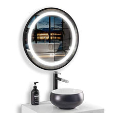 Bathroom mirror Specchio Rotondo da Parete per Bagno, Specchiera da Trucco con Cornice Nera, con Specchio Retroilluminato a LED | Luce Bianca | Defog | Smart Dual Touch (80 cm * 80 cm)