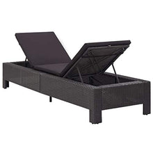 Festnight Lettino Prendisole, Lettini da Giardino con Cuscino, Sedie a Sdraio da Giardino in Polyrattan Nero