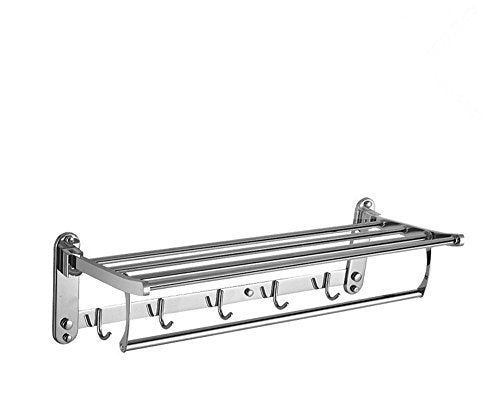 MBYW Portasciugamani Moderno Portasciugamani Elegante per Il Portasciugamani con portasciugamani in Acciaio Inox 304 a Doppio Strato con Asta Pieghevole con Gancio a cremagliera Lungo 60 cm