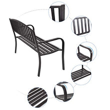 GIANTEX Panchina da giardino a 3 posti, in metallo, con schienale e braccioli, portata fino a 240 kg, per giardino, parco, terrazza, 127 x 60 x 87 cm