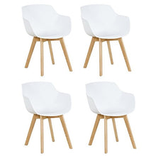 DORAFAIR Set di 4 Pranzo/Ufficio Sedia con Gambe in Faggio Massiccio, Poltrona Moderno Design Sedie Cucina Scandinavo - Blanco