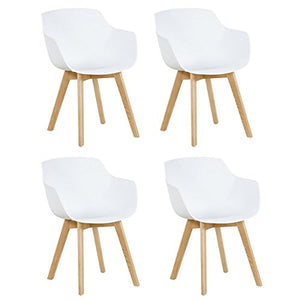 DORAFAIR Set di 4 Pranzo/Ufficio Sedia con Gambe in Faggio Massiccio, Poltrona Moderno Design Sedie Cucina Scandinavo - Blanco