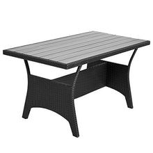Deuba Divano angolare da Giardino polyrattan Tavolo da Esterno Cuscini 7cm Piano Tavolo WPC Salotto 340cm Nero