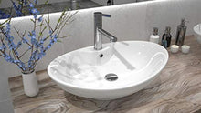 VBChome Lavabo in ceramica, 60 x 40 x 17 cm, design ovale, lavabo, per bagno, lavandino d'aspirazione, per ospiti, WC