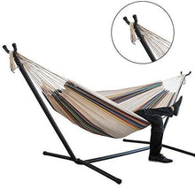 WMYATING per Giardino Esterno e Patio, Amaca con Stand Stand, Telaio in Metallo in Acciaio in Acciaio 100% in Tessuto di Cotone, con Cornice in Acciaio Robusto - 260 * 106 * 100 cm Lazy Sedia