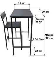 yelloo Set Tavolo E 4 SGABELLI Soggiorno arredo casa Design Bar Set H.96cm LIGNANO