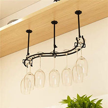 Portabottiglie da vino da appendere al soffitto, in metallo, per bicchieri di vino, in ferro, altezza regolabile, 65 x 20 cm