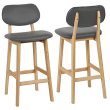 YJIIJY Set di 2 Sgabelli da Bar 2 Sedie Alta con Gambe di Legno Massello di Faggio con Poggiapiedi Seduta Imbottita Cucina/Bar/Ristorante （Grigio）