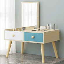 DD&QG 2 Cassetti Organizzatore di Archiviazione Mini Tavolo da Toeletta per Casa Camera da Letto,Piccolo Tavolo da Trucco con Flip Top Mirror,Assemblaggio Facile-Naturale-a 60x40x36cm(24x16x14inch)