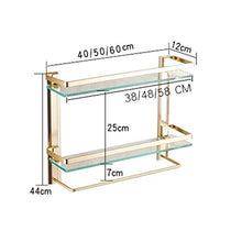 Mensole da Bagno con   ripiano in Vetro angolare per Asciugamani Mensola da 24 Pollici a Parete Ispessita Robusta mensola da Cucina antiruggine 1208 (Colore: 2 Strati, Dimensioni: 50 cm)