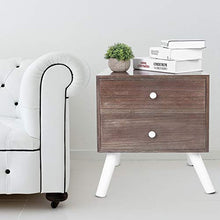 Comodino, Stile Retrò 2 Cassetti Laterali Comodino in Legno