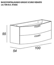 Mobile bagno sospeso moderno Comfort grigio, misura cm 100, con specchio led, lavabo e colonna