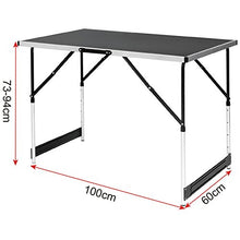 WOLTU CPT8121sz Tavolo da Campeggio Picnic Giardino Pieghevole Portatile Altezza Regolabile in MDF Nero 100x60x73/94cm