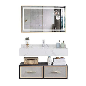 YLiansong-home Mobile da Bagno Specchio Combinazione di armadietto del Bagno del Bagno della tavola di Legno Set di vanità del Bagno dello Specchio Intelligente Set di armadi per lavabo da Bagno
