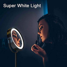 Specchio, Specchio per Il Trucco Specchio per Il Trucco Illuminato, Specchio cosmetico da appoggio bifacciale ingrandimento x1 / x10 con dimmerabile al Tocco e Altezza Regolabile, Alimentato a Batter