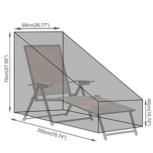 Skrskr Copertura per sedia a sdraio da giardino, impermeabile, antivento, resistente ai raggi UV, in tessuto Oxford 210d, per sedia a sdraio 200 x 68 x 40-70 cm