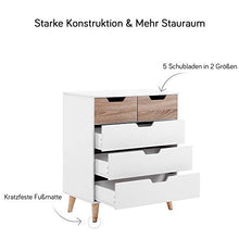 WGYDREAM Comodino Comodino con 5 Cassetti con Credenza con Gambe in Legno Cassettiera per Camera da Letto Bagno Soggiorno Vivaio