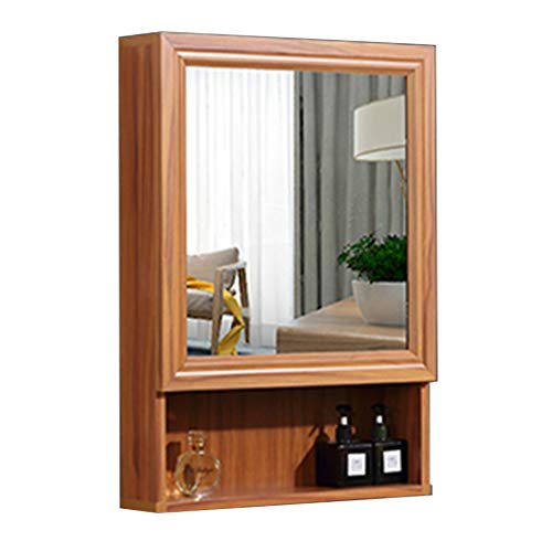Armadietti a specchio Da Bagno Specchio da Bagno con Mensola Scatola Specchio da Bagno Armadietti da Parete for WC (Color : Brown, Size : 50 * 10.5 * 70cm)