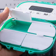 Rtengtunn Stoccaggio di medicinali a 4 Griglie con promemoria Allarme Pillola Tablet Sorter Box Organizer