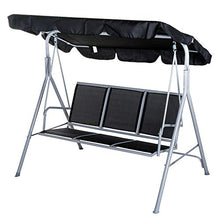 Outsunny Dondolo da Giardino a 3 Posti in Metallo, Tetto Parasole Rimovibile e Lavabile, Nero e Argento, 170x110x153cm
