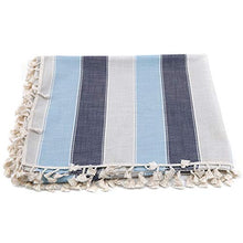 Weisin Dining Table Cloth Blue Spliced Stripe Tassel Tablecloth Decorative Home Accessory,Blu Navy