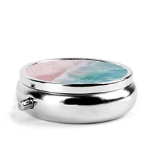 Scatola rotonda per medicina portatile, mini pillole in metallo, dispenser per pillole, borsa da tasca, regalo da viaggio, oceano