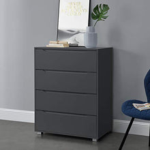 [en.casa] Comò con 4 Cassetti e Piedini Casettiera Capiente 101,5 x 80 x 48 cm Mobile Multiuso per Camera/Ufficio - Grigio Scuro