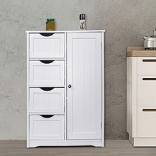 eSituro Cassettiera Mobiletto da Bagno con 4 Cassetti e Anta Armadietto Autoportante Bianco SBP0034