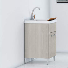 Inbagno Mobile Lavatoio, L.60xP.50xH.86.5, Larice, Vasca in Ceramica con profondità 30 cm
