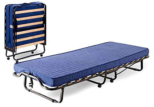 Letto branda brandina lettino pieghevole in ferro antiruggine 80x190 cm con ruote e materasso per ospiti casa camera campeggio 15 doghe in legno testato e certificato norme europee