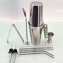 YLJB Strumenti per La Preparazione di Cocktail Kit Barista 10 Pezzo Boston Cocktail Shaker Set Kit Drink in Acciaio Inox Abito Casa Fai da Te per Bevande MisteStrainer per CenaMisurazione
