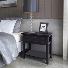 Comodino con Cassetto, Comodino in Legno, Comodini da Notte con Cassetto e Ripiano Organizzatore da Letto Comodini da Salotto, per Camera Da Letto, Moderno, Nero, 40x29x42cm