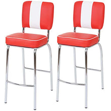 Coppia sgabelli Design Anni 50 Avellino Metallo Ecopelle 46x38x107cm Rosso