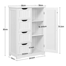 Yaheetech Cassettiera Camera da Letto con 4 Cassetti Armadietto Bianco a Terra da Salotto Bagno Cucina Mobiletto Ingresso Corridoio 56 x 30 x 82 cm