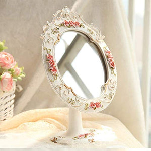 KDMB Specchio da toeletta, Elegante Specchio da Tavolo Minimalista Specchio da Trucco Portatile in Resina di Alta qualità Specchio da Bagno Ovale Regolabile sul treppiede, Adatto a Varie Occasioni