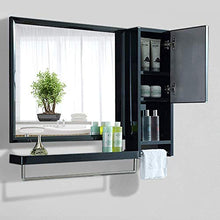 AJH Specchio da Bagno Rettangolare Moderno e Minimalista in Acciaio Inossidabile con pratici armadi Laterali e portasciugamani monostrato Portaoggetti da Parete per Bagno Uno