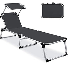 DHHZRKJ Chaise Longue Pieghevole, Sedia da Spiaggia Regolabile con tettuccio Parasole, Sedia reclinabile per Patio a gravità Zero, per Prendere Il Sole a Bordo Piscina nel Cortile Esterno