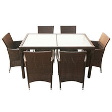 Festnight Set Tavolo Rettangoalre e 6/8 Sedie Poltrone da Giardino Esterno in Poly Rattan Marrone/Nero,Set Mobili da Giardino in Rattan,Set Tavolo e Sedie da Pranzo da Giardino Esterno in Rattan