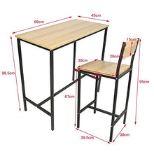 liangge Bar Set, Küchentisch Hohes Set, Bar Set of 1 Tisch + 2 Stühles mit Rückenlehne